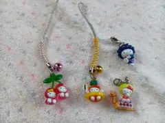 【ゆうパケット】ハローキティ 根付け 果物　4個セット
