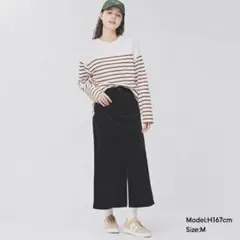 黒 コーデュロイ ロングスカート フロントボタン付き