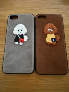 【美品】犬の刺繍付きiPhoneケース2個セット