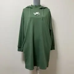 グラニフ　マジックケトルプードル　ワンピース　秋　冬　フード　パーカー　グリーン