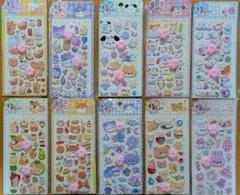 ②肉球シール 10種10枚セット ぷくぷく ぷにぷに スクイーズ 3Dシール