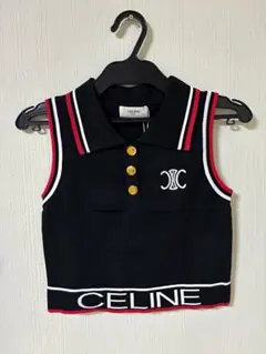 極希少・美品♡セリーヌ　トリオンフ　ノースリーブ　ポロシャツ　キャメル　Mサイズ CELINE トリオンフ ノースリーブ ポロシャツ Mサイズ タグ付き 美品