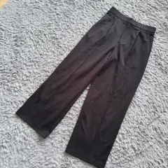 GUジーユー　タックワイドパンツ　スラックス　黒　ウエストゴム入り　L オフィス