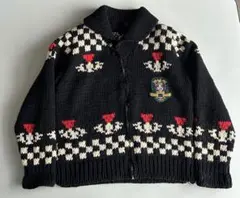50s 60s カウチンニット　ブラック　カーリング vintageのサムネイル