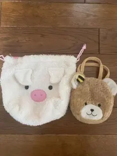 ぶた　ブタ　巾着　ポシェット　リュック　ポーチ