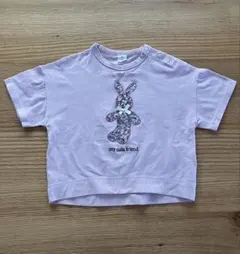 バースデイ　コトリ　リバティ　うさぎアップリケ刺繍　Tシャツ