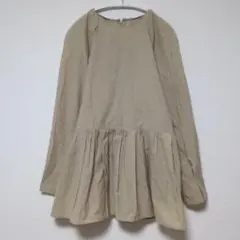 美品 イネド INED ペプラムチュニックブラウス ベージュ 9号 M 綿混のサムネイル