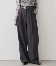 【訳アリ】Lui's -3キロ見え 2タックベーシックワイドパンツ