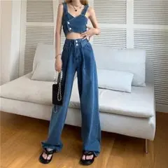 デニム　Aライン　スリム　セットアップ　ジーンズ