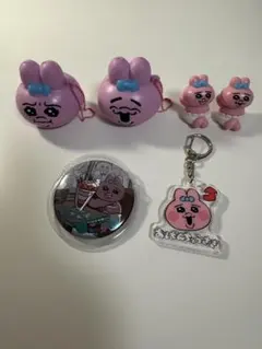 おぱんちゅうさぎ キーホルダー バッジ 置き物 7点セット