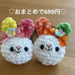 あみぐるみ　ヘアゴム♡マカロンカラーの耳♡マカロンうさぎちゃん♡