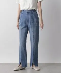 LOWRYS FARM CONEフロントスリット フレア デニムパンツ Lのサムネイル