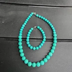 ターコイズビーズ ネックレスとブレスレットセット