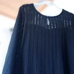 Feroux 黒いレース柄七分袖オーバーブラウス (オンワード樫山)サイズ2