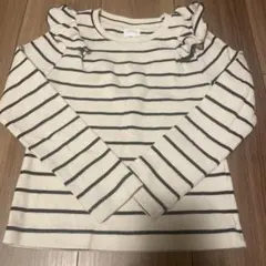 ZARA ザラ　ストライプ フリル付き長袖カットソー 130