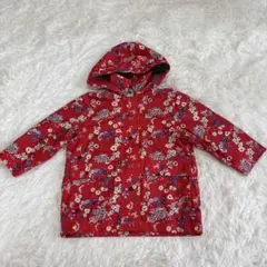 PETIT BATEAU 子供用95cm 赤い花柄ジャケット フード付き