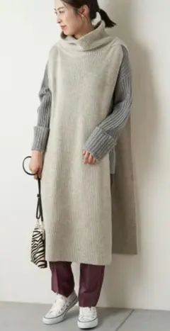 チャオパニックティピー　ロングベストアンサンブルニット