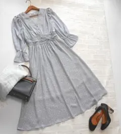 スナイデル　水色ドット柄ロングワンピース