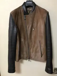 NEIL BARRETT レザージャケット Neil Barrett (ニールバレット) Leather Front Sweatshirt Biker