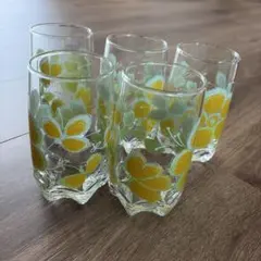 花柄ガラスコップ 5個セット　昭和レトロ　レア