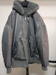 グレー ファー付きフード ジャケット