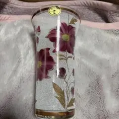 美品✨花柄のガラス花瓶 高さ約20cm