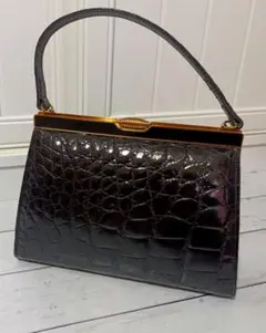 【レトロ】シャイニングクロコダイル　フォーマルバッグ