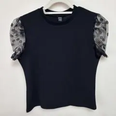 黒 シースルー袖 Tシャツ