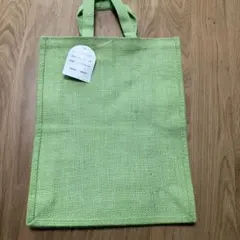 インド　土産　新品 ジュートバッグ グリーン トートバッグ　麻　アジア