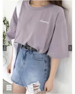 GRL ロゴ刺繍ビッグTシャツ パープル 紫