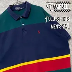 【レアデザイン☆US輸入90s】ポロラルフローレン ボーダーポロシャツ 2XL