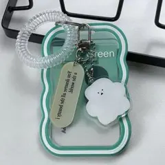 グリーン カードホルダー トレカケース 推し活 パスケース 定期入れ クリア