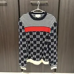 【美品】GUCCI GGロゴ ストライプ メンズ ニットセーター