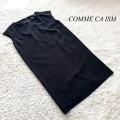 F3【コムサイズム】ノースリーブワンピース 黒　M バックスリット　上品