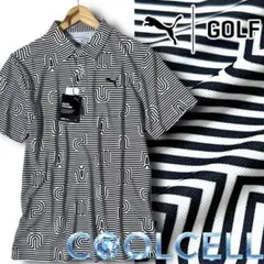 M プーマ ゴルフ ストレッチカノコ ユニークストライプポロシャツ 01
