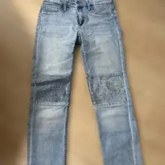 H&M140スパンコール付きライトブルースキニーパンツ