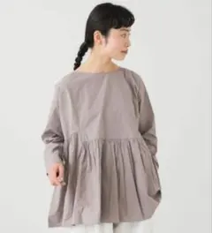 定価3.96万 メゾンドソイル ストライプチェック プルオーバー ブラウス