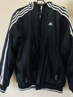 adidas 黒 ナイロンジャケット ストライプリバーシブル