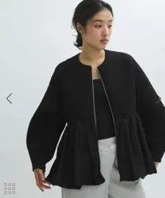 ADAM ET ROPE ダンボール　タフタペプラムカーディガン　F