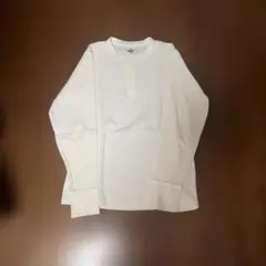 Hanes ヘンリーネック長袖カットソー 白のサムネイル