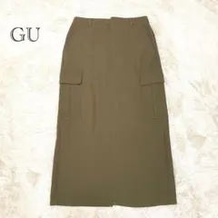 GU ジーユー カーゴマキシスカート XL カーキ カジュアル スリット 美品のサムネイル