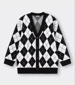 GU カーディガン M 白黒 アーガイル 未使用 韓国