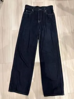 ユニクロ　バギージーンズ　丈長め　ネイビー