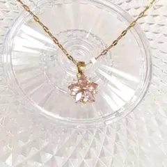 桜の花 ネックレス ピンク ジルコニア サージカルステンレス 新品 匿名配送可