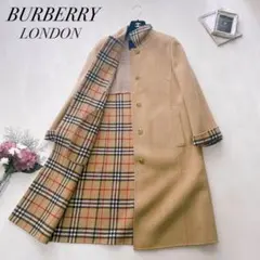 美品✨バーバリーロンドン ダブルフェイス ロングコート カシミヤ混 ノバチェック