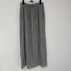 ドット柄 ロングスカート ワンサイズ グレー　夏