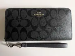 COACH ブラック ロゴパターン 長財布
