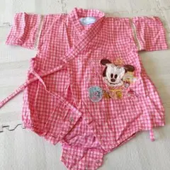 Disney ミニーマウス 甚平 70 ピンクチェック　ロンパース
