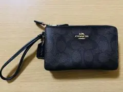 【新品未使用】COACH ダブルコーナージップリストレットシグネチャーキャンパス