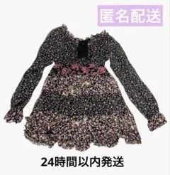 【値下げ中】花柄　黒　長袖　シフォンチュニック　ミニワンピ